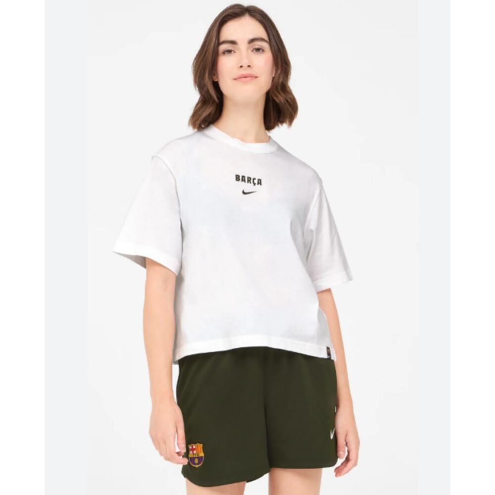 Nike FC Barcelona White Cropped Top Medium - Barca Soccer Blokecore Athletic Tee